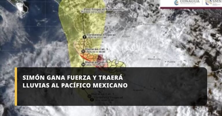 Simón gana fuerza y traerá lluvias al Pacífico mexicano